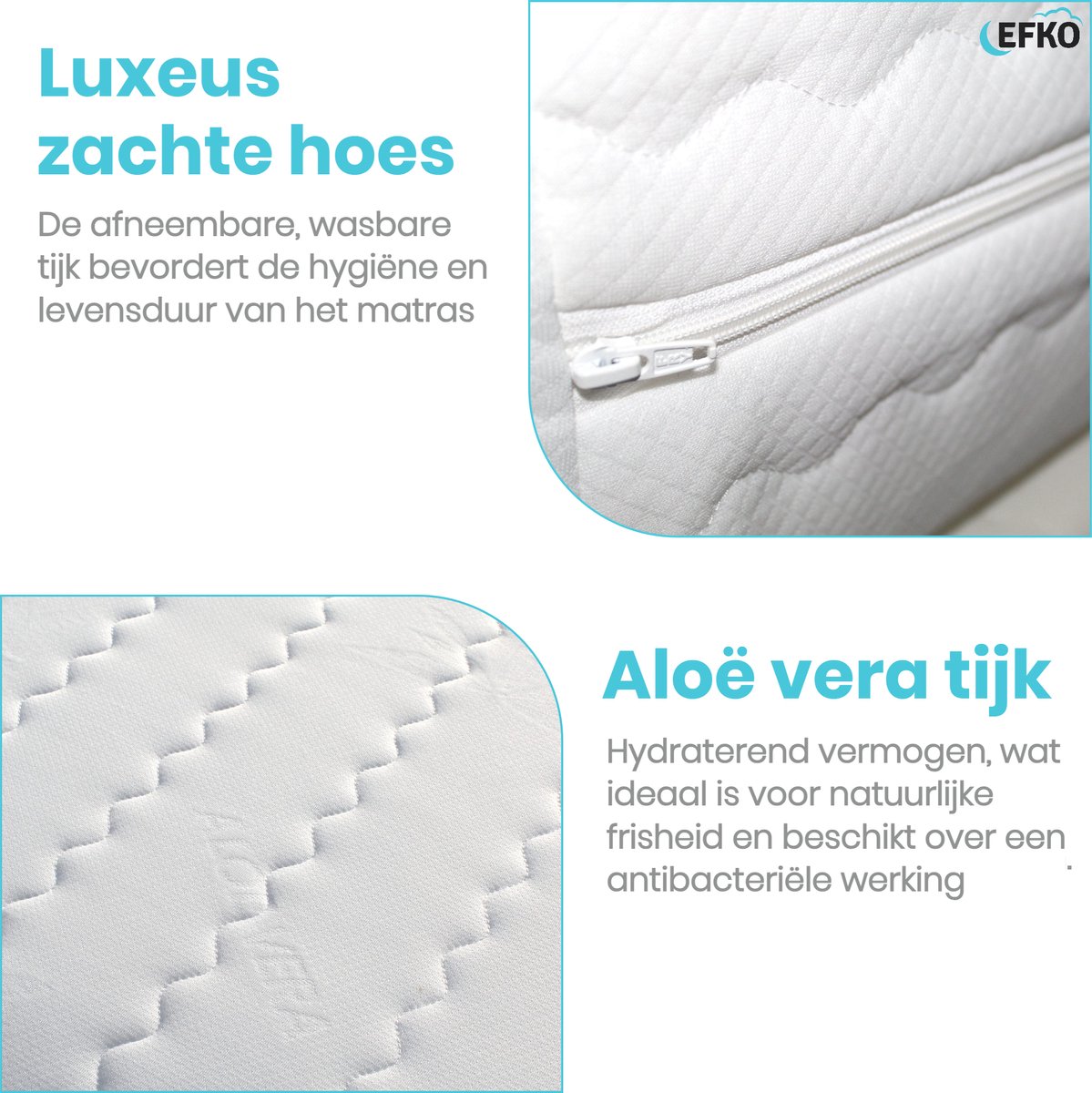 Traagschuim Pocketvering Matras 160x200 cm 24cm hoog - Luxe Matrashoes met rits - Wasbaar matrassen — afbeelding 4