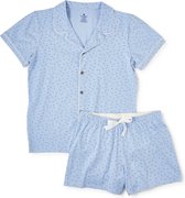 Little Label - klassieke zomer pyjama - blauw stippen - bio katoen - XL/42