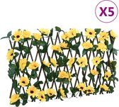 vidaXL-Kunstplant-klimop-op-latwerk-5-st-uittrekbaar-180x20-cm-geel