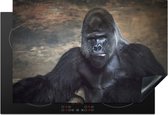 KitchenYeah® Inductie beschermer 77x51 cm - Portret afbeelding van een zwarte Gorilla - Kookplaataccessoires - Afdekplaat voor kookplaat - Inductiebeschermer - Inductiemat - Inductieplaat mat