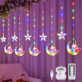 Éclairage de décoration Ramadan - 90 LED - Guirlande lumineuse 3m - étoiles, lune et cadenas Eid Mubarak - 8 modes clignotants - avec télécommande