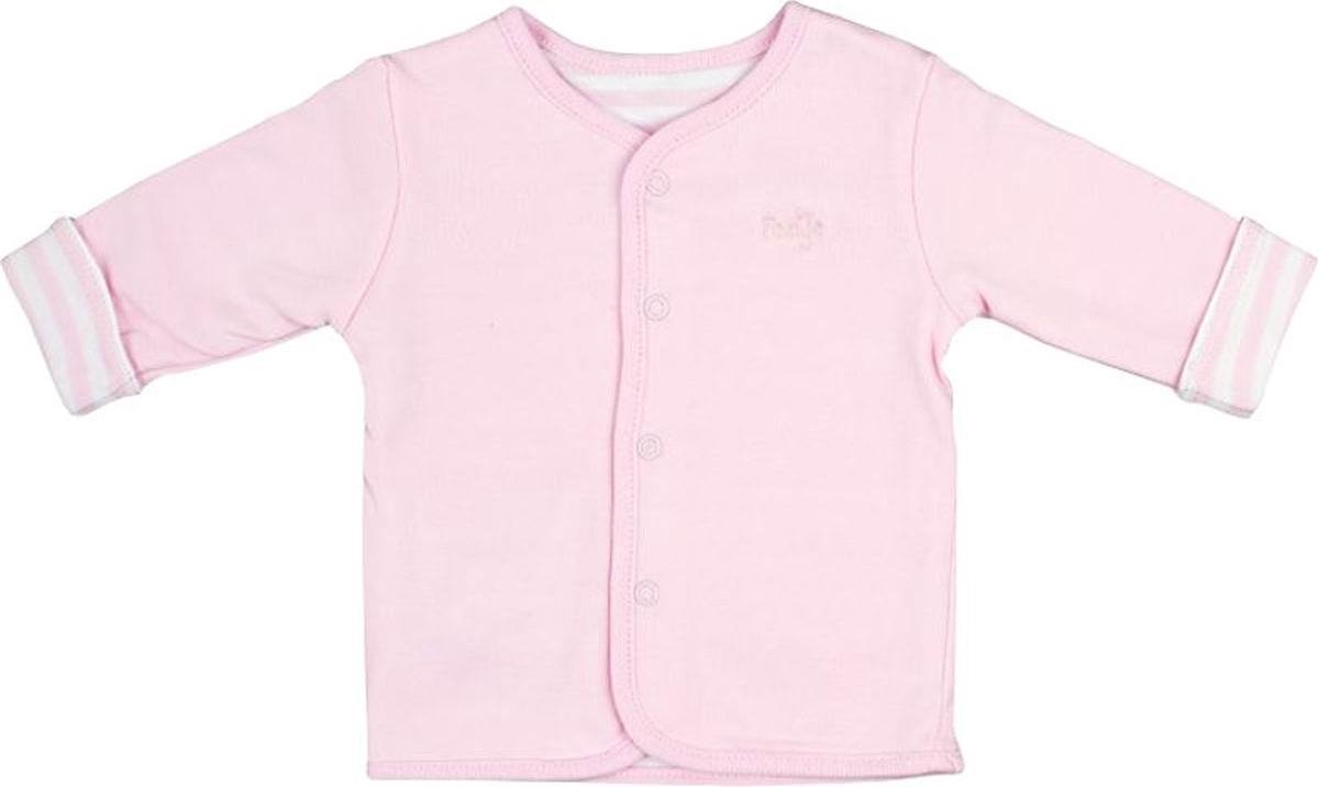 Feetje reversible vest uni roze - roze streep met wit maat 74