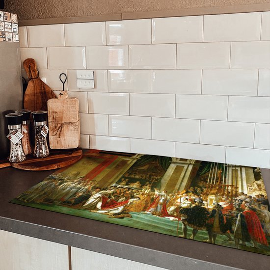 KitchenYeah® Inductie beschermer 81x52 cm - De kroning van Napoleon - Schilderij van Jacques-Louis David - Kookplaataccessoires - Afdekplaat voor kookplaat - Inductiebeschermer - Inductiemat - Inductieplaat mat