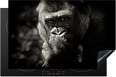 KitchenYeah® Inductie beschermer 81.6x52.7 cm - Dierenprofiel gorilla in zwart-wit - Kookplaataccessoires - Afdekplaat voor kookplaat - Inductiebeschermer - Inductiemat - Inductieplaat mat