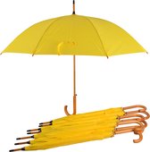 Set van 8 Gele Automatische Paraplu's | Waterdicht & Windproof | 102cm Diameter | Met Houten Handvat – Stevig Frame