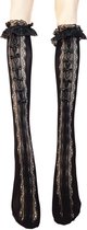 BamBella® Chaussettes tissu collant Femme - Onesize Zwart avec filet joncs Chaussettes hautes - bas