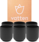 Vatten® - Koffiekopjes - Set van 6 - Zwart - 180ml - Koffiemok