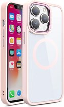 Hybrid Transparant TPU Hoesje - Camera Surround Case - Compatibel met MagSafe Geschikt voor: Apple iPhone 15 Plus - Lichtroze