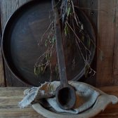 Oude houten lepel/houten waxinelichthouder