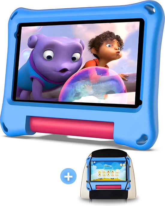 CosmoToys® Kids Tablet - Incl. Tablethouder Auto - Kindertablet - Tablet Kinderen - Vanaf 3 Jaar - 7 Inch - Android 11 - Ouderlijk Toezicht - 3500 mAh - Blauw