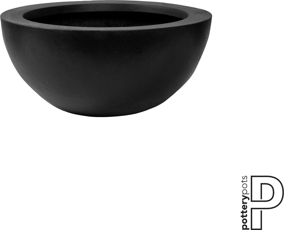 Pottery Pots Plantenbak-Plantenschaal-Schaal Vic Bowl Zwart D 38.5 cm Hoog 18 cm