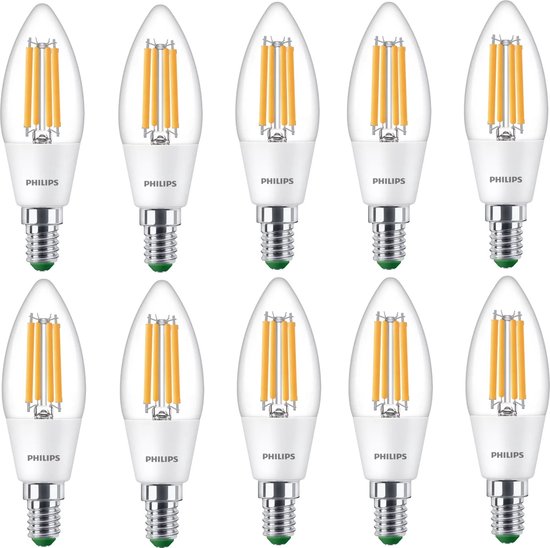 Doos 10 stuks Philips LED Kaarslamp E14 2.3W 485lm 2700K Helder Niet-Dimbaar B35 Energielabel A