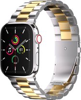 iMoshion Bandje Geschikt voor Apple Watch Bandje Series 1 / 2 / 3 / 4 / 5 / 6 / 7 / 8 / 9 / SE / Ultra (2) - 42 / 44 / 45 / 49 mm / Goud - iMoshion Stalen band - Zilver