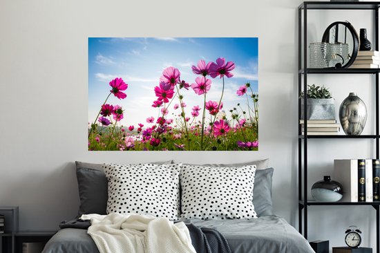 Muurstickers - Sticker Folie - Bloemen - Roze - Cosmea - 120x80 cm - Plakfolie - Muurstickers Kinderkamer - Zelfklevend Behang - Zelfklevend behangpapier - Stickerfolie