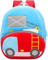 BoefieBoef Brandweerauto Peuter/Kleuter Rugtas: Bouw & Werkvoertuigen Design | Avontuurlijke Kinder Rugzak 0-5 Jaar - rood blauw