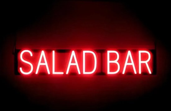 SALAD BAR - Lichtreclame Neon LED bord verlicht | SpellBrite | 87 x 16 cm | 6 Dimstanden - 8 Lichtanimaties | Reclamebord neon verlichting
