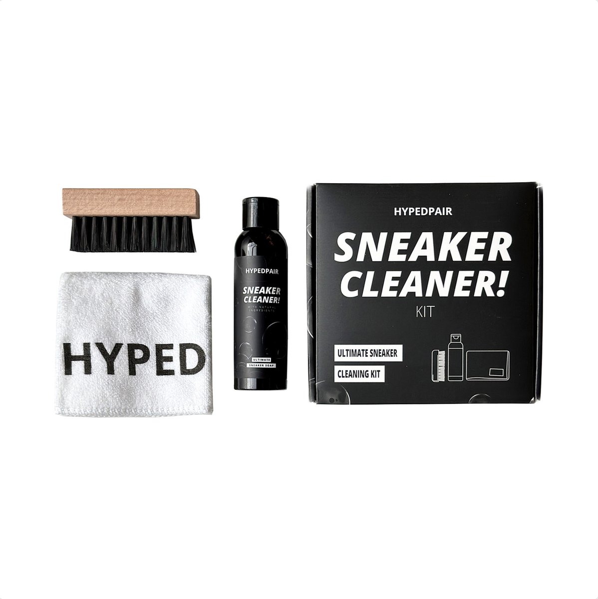 Hypedpair Sneaker reiniger | Sneaker cleaner | Sneaker cleaning kit | Sneaker schoonmaak set | Incl Borstel / doek | Schoenen cleaner | Geschikt voor alle materialen | Tot 100 schoonmaakbeurten - 99% natuurlijk - Volledig biologisch afbreekbaar