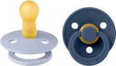 BiBS - Colour Pacifier - Maat 1 - Fopspeen - 2 stuks - Dusty Blue / Steel Blue