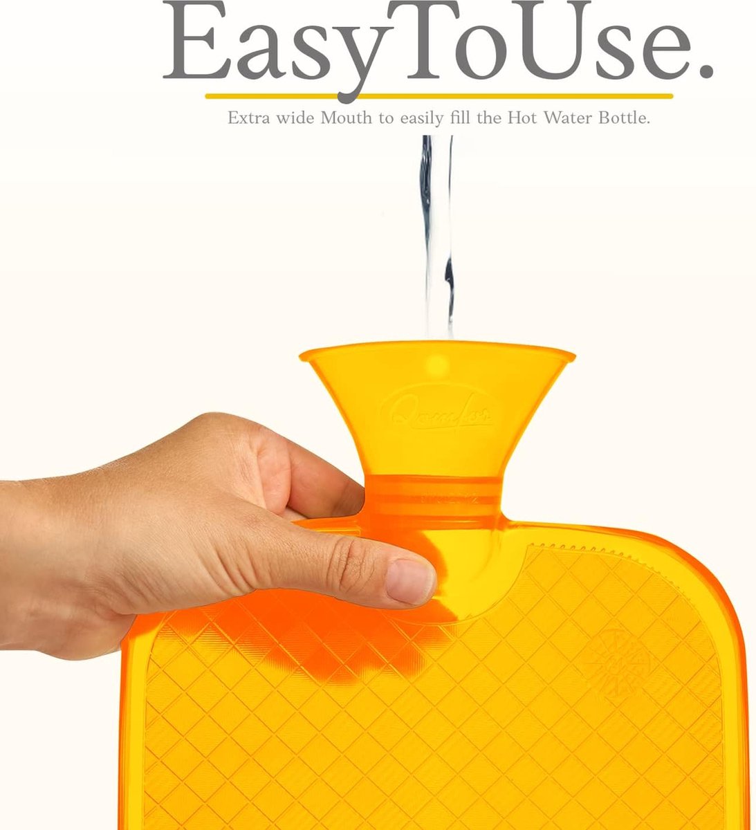 Hot Water Bottle - 1,8 liter grote capaciteit - Premium Hot Water Bag voor pijnvermindering, rugpijn, ongestelde pijn, nek en schouders - Geen cover - Geweldig cadeau voor vrouwen - Geel
