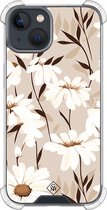 Casimoda® hoesje - Geschikt voor iPhone 13 Mini - In Bloom - Shockproof case - Extra sterk - TPU/polycarbonaat - Bruin/beige, Transparant