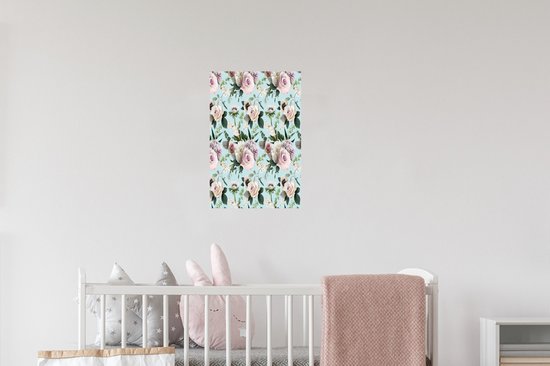 Stickers Stickers muraux - Fleurs - Roses - Pastel - 20x30 cm - Feuille adhésive