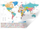 Muurstickers - Sticker Folie - Wereldkaart - Kleuren - Vlag - 80x60 cm - Plakfolie - Muurstickers Kinderkamer - Zelfklevend Behang - Zelfklevend behangpapier - Stickerfolie