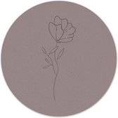 Label2X - Muurcirkel minimal flower - Ø 60 cm - Dibond - Multicolor - Wandcirkel - Rond Schilderij - Muurdecoratie Cirkel - Wandecoratie rond - Decoratie voor woonkamer of slaapkamer