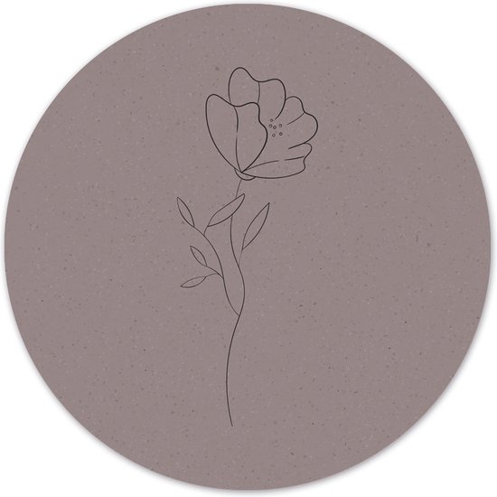 Label2X - Muurcirkel minimal flower - Ø 60 cm - Dibond - Multicolor - Wandcirkel - Rond Schilderij - Muurdecoratie Cirkel - Wandecoratie rond - Decoratie voor woonkamer of slaapkamer