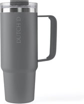Dutch'D ® - 1 Liter - Tumbler met handvat - Grafiet Grijs - Travel Cup - Hype - Trend - Thermosbeker met handvat - RVS - Travel Cup - ijskoffie Beker - Drinkbeker - Stanley design