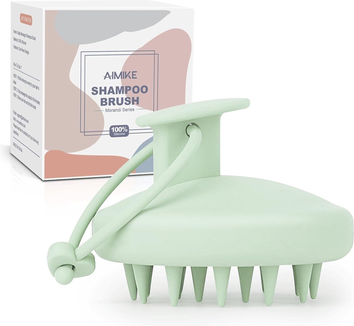 Massageborstel voor hoofdmassageborstels, 100% siliconen hoofdmassageborstel, haarmassageborstels voor peeling, zonder roos, stimuleert de haargroei, neusdrogende haarmassageborstel, mintgroen
