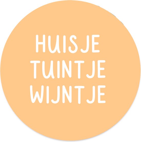 Label2X - Muurcirkel huisje tuintje wijntje geel - Ø 60 cm - Dibond - Multicolor - Wandcirkel - Rond Schilderij - Muurdecoratie Cirkel - Wandecoratie rond - Decoratie voor woonkamer of slaapkamer