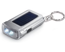 Zaklamp met sleutelhanger - Zaklampje - Met zonnepaneel - Zonne-energie - 2 LED - Grijs