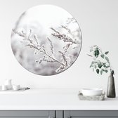 Label2X - Muurcirkel snowy twig - Ø 60 cm - Dibond - Multicolor - Wandcirkel - Rond Schilderij - Muurdecoratie Cirkel - Wandecoratie rond - Decoratie voor woonkamer of slaapkamer