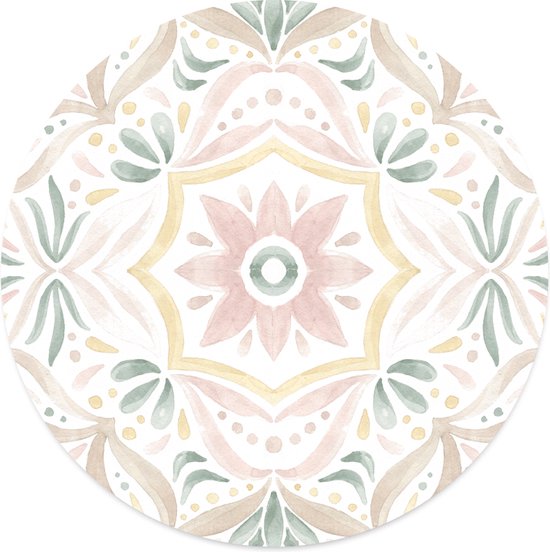 Label2X - Muurcirkel summer floral - Ø 60 cm - Dibond - Multicolor - Wandcirkel - Rond Schilderij - Muurdecoratie Cirkel - Wandecoratie rond - Decoratie voor woonkamer of slaapkamer