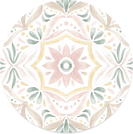 Label2X - Cercle mural floral d'été - Ø 60 cm - Dibond - Multicolore - Cercle mural - Peinture ronde - Décoration murale Cercle - Décoration murale ronde - Décoration pour salon ou chambre