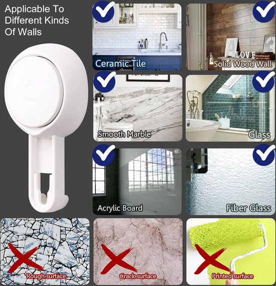 Zeephouder voor douche met zuignap, wandhouder zonder