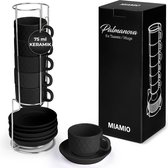 6 x 75 ml espressokopjes/espressokopjes set met standaard steengoed keramiek - Palmanova collectie (zwart)
