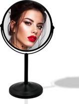 Fritzline® Metalen make-up spiegel mat zwart - 5x vergroting - 18cm Ø - makeup - make-upspiegel - scheerspiegel
