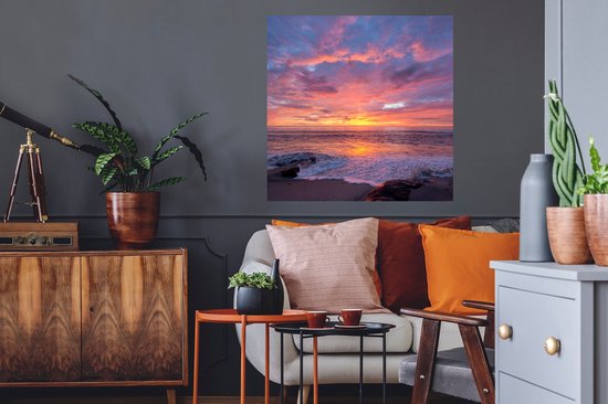 Stickers Stickers muraux - Plage - Mer - Coucher de soleil - 80x80 cm - Film adhésif