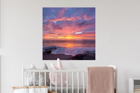 Stickers Stickers muraux - Plage - Mer - Coucher de soleil - 80x80 cm - Film adhésif