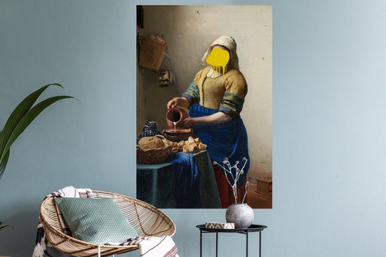 Muurstickers - Sticker Folie - Melkmeisje - Johannes Vermeer - Verf - 60x90 cm - Plakfolie - Muurstickers Kinderkamer - Zelfklevend Behang - Zelfklevend behangpapier - Stickerfolie - StickerSnake
