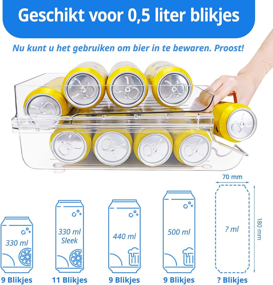 Auto-scrollen Bierblikjes dispenser koelkastorganizer opbergdoos keuken kastorganizer keuken groot voor bier blikjes frisdrank (groter voor 0 5 liter bier)