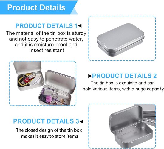 Boîte Métallique Argentée Haute Avec Couvercle Coiffant 6.8 X 6.8 X 9.5 Cm