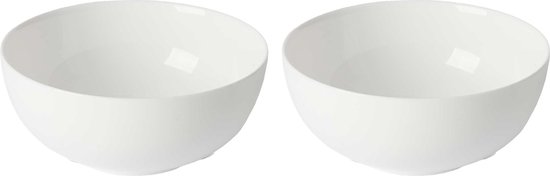 Vivalto Kommetjes/serveer schaaltjes/soepkommen - 2x - Opal - keramiek - D15 x H6 cm - ivoor wit - Stapelbaar