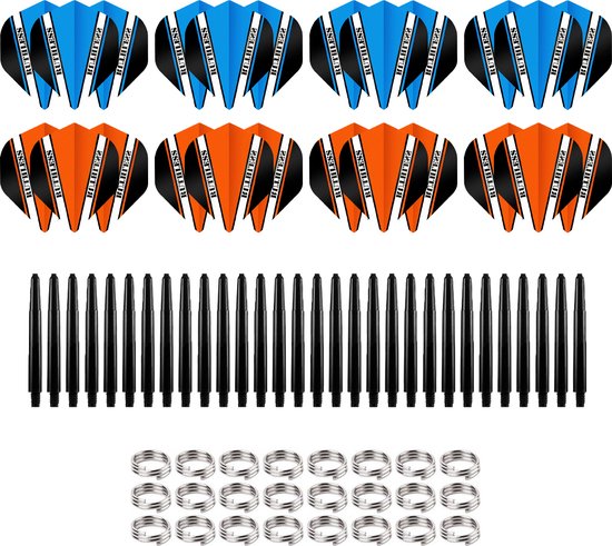 Dragon Darts Dart Flights en Dart Shafts - Multipack - 26 Sets - 78 Stuks - Veerringetjes - Extra Stevig - Darts Flights - Darts Shafts - Cadeau - Model 1 - Blauw/Oranje