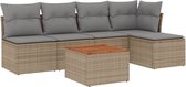 vidaXL - 6-delige - Loungeset - met - kussens - poly - rattan - beige