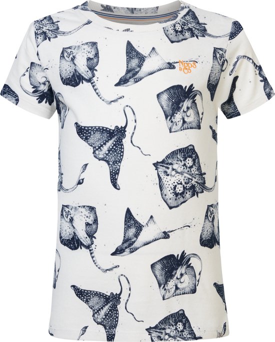 Noppies Boys Tee Duson short sleeve all over print Jongens T-shirt - Whisper White - Maat 98