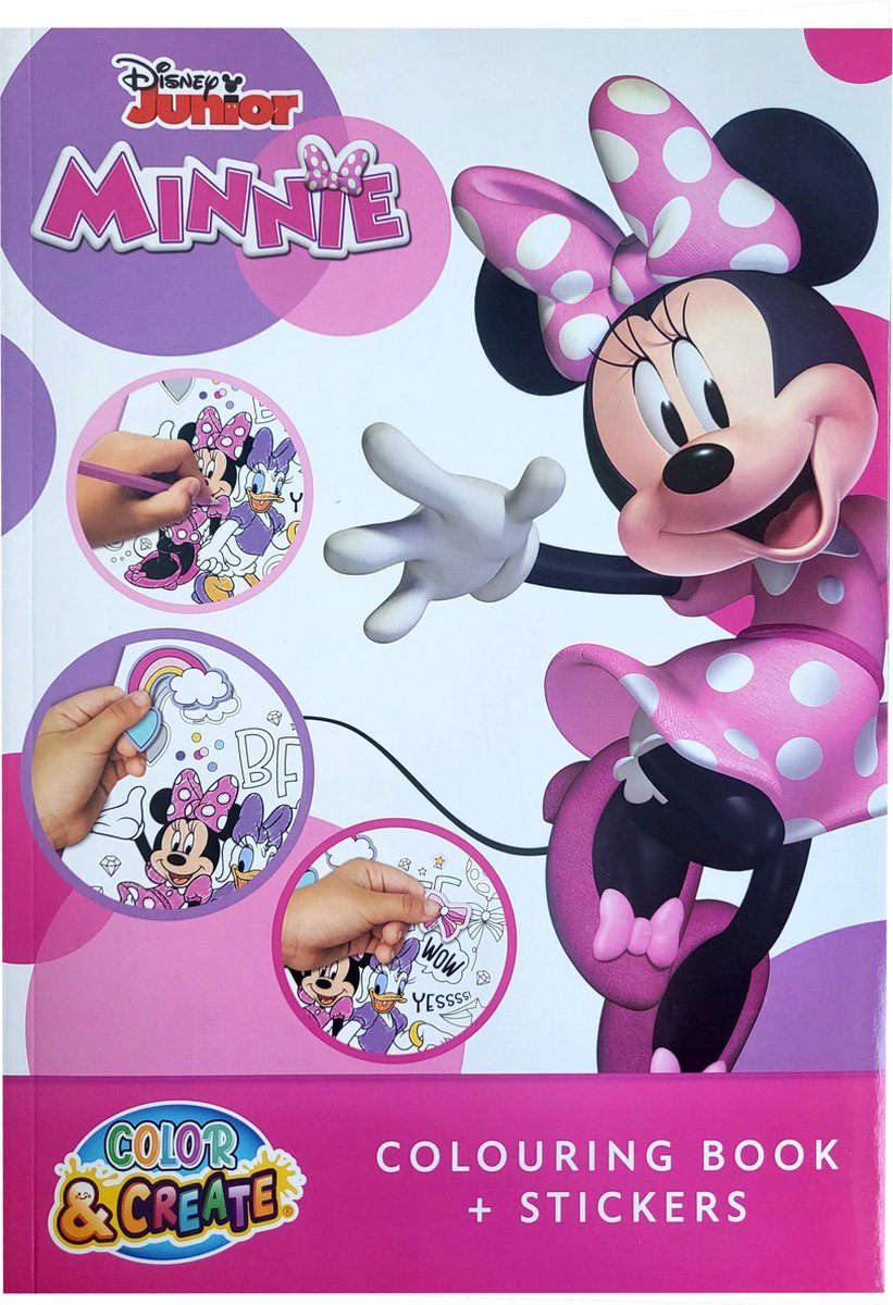 Disney junior minnie XXL Kleurboek met stickers 256 kleurplaten 4 stickervellen knutselen creatief kado