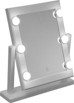 Make Up Spiegel Hollywood met Ledverlichting – Dimbaar Wit/Warm – Touch Schakelaar – L37 x H41 cm (Werkt op Batterijen)