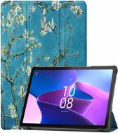 Tablet Hoes Geschikt voor Lenovo Tab M10 Plus Gen 3 | Book Case met Standaard | Kunstlederen Beschermhoes | Tri-fold | Blossom